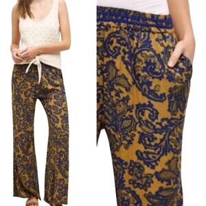 Anthropologie Exotic Palazzo‎ Pants Sz S BLUE GOLD Paisely Hei Hei Tana Bohemian